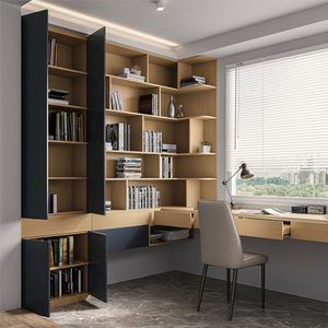 Estantería de Madera Moderna con Escritorio Integrado, Diseño que Ahorra Espacio, Muebles para el Hogar, Oficina, Dormitorio, Escuela, Taller - Product Image 3