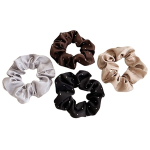Coletero elástico de diamante de moda, de color liso, tipo scrunchie voluminoso, accesorios para el cabello para mujer - Product Image 1