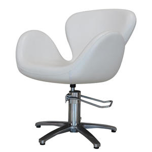 Chaise de barbier pliable en cuir synthétique blanc, robuste, avec pompe hydraulique, base à cinq griffes, couleur personnalisable, rotation à 360 degrés - Product Image 1