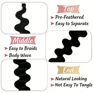 Extensions de cheveux synthétiques pré-étirées pour tresses au crochet, trame simple, ondulation naturelle, 26 pouces, vente en gros, perruques tressées africaines style bohème - Product Image 3