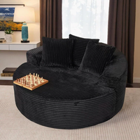 Ensemble de canapés ronds modernes à carreaux avec revêtement en fourrure de lapin douce, lit de salon pour hôtel, chambre d'hôtes, décoration