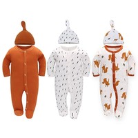 Ensemble 3 pièces unisexe pour bébé : barboteuse à pieds et bonnet – Imprimés licorne et pois, plusieurs couleurs disponibles pour nouveau-nés