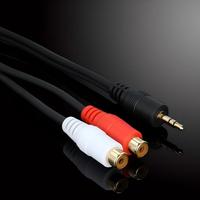 Câble d'extension audio coaxial plaqué or 3,5 mm mâle vers 2 RCA femelle non blindé avec gaine en PVC pour DVD, microphone et autres appareils audio