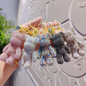 Crystal Teddy Bear <b>Key</b> <b>Chains</b> <b>Holder</b> Rhinestone Bear Keychain Car KeyRing Purse Handbag Bag Charm Metal <b>Key</b> <b>Chains</b> Birthday Gift - Product Image 2