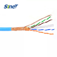 305M Double Bouclier 23AWG Solide Cuivre Al Foil Bouclier Tressage Net 1000ft SFTP Cat6 Câble Communication Câbles