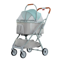 Poussette de luxe pliable 3-en-1 pour animaux de compagnie, avec fonction de montée d'escalier, pour petits chiens et chats jumeaux/doubles