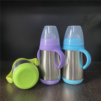 10oz 280ml bébé enfant en bas âge double paroi en acier inoxydable infantile sans BPA bébé bouteille de voyage avec mamelon anti-colique