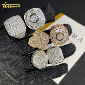 कस्टम लक्जरी चैंपियनशिप पुरुष रिंग बनाम मोइससानाइट हिप हॉप शैली के गहने 925 स्टर्लिंग सिल्वर डायमंड क्रॉस रिंग्स - Product Image 6