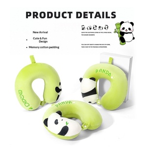 Almohada Ligera en Forma <span class=keywords><strong>de</strong></span> U <span class=keywords><strong>de</strong></span> Espuma Viscoelástica con Dibujo <span class=keywords><strong>de</strong></span> Panda Adorable para Estudiantes y Viajeros, Soporte para el Cuello, Alivio del Estrés, Desmontable y Lavable - Product Image 2
