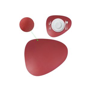 Tovaglietta Rotonda in Ecopelle 45x37 cm Bordeaux - Product Image 1