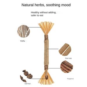 Juguete de bola de hierba gatera con fruta de Polygonum Multiflorum y rafia sinensis, con palo para morder, para estimular el jugueteo y el ejercicio molárico - Product Image 6