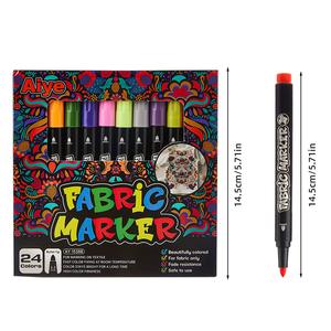 <span class=keywords><strong>Ishow</strong></span> Marqueurs textiles 24 couleurs, pointe en plastique de 2-3 mm, encre permanente non toxique, lot de 24, pour impression numérique, peinture sur vêtements, graffiti - Product Image 2