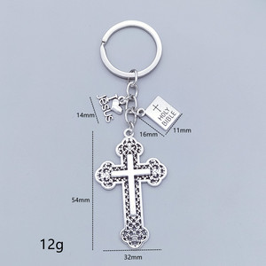 Llavero de <span class=keywords><strong>la</strong></span> Biblia Sagrada con Cruz, Anillo de Jesús, Metal Vintage, Accesorio Cristiano, Creencias Religiosas, Hecho a Mano, DIY - Product Image 4