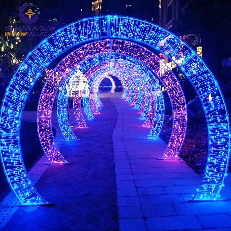 גראנדוויו בצורת לב חיצוני Led מוטיב אור רחוב קישוט אור חתונה חג המולד LED מנהרה קשת אורות