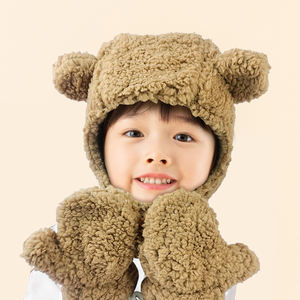 Gorro de Invierno de Jacquard de Color Liso con Logotipo Personalizado, Bufanda, Gorros <span class=keywords><strong>para</strong></span> Niños, Estilo Largo, Gorro de Punto con Pompones, Conjunto de <span class=keywords><strong>Guantes</strong></span> Cálidos <span class=keywords><strong>para</strong></span> Bebé - Product Image 3