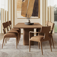 Table à manger rectangulaire contemporaine en chêne massif avec finition écologique durable, 6 places