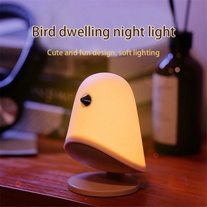 Cute Sleeping Silica Gel Cartoon Night <b>Light</b> Sleep With Atmosphere Sleep Table Lamp Perching Bird Charge - Product Image 3