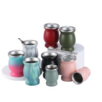 Tasse à Yerba Maté en Acier Inoxydable à Double Paroi Isolée, Forme Gourde, avec Paille Filtrante Bombilla