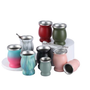 Tasse à Yerba <span class=keywords><strong>Maté</strong></span> en Acier Inoxydable à Double Paroi Isolée, Forme Gourde, avec Paille Filtrante Bombilla - Product Image 2
