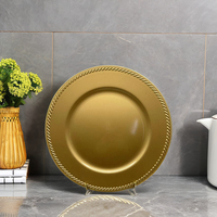 Assiettes de présentation en plastique PP pigmenté plaqué or de haute qualité, 13 pouces, style classique, pour événements de mariage, usage domestique/restaurant, vente en gros