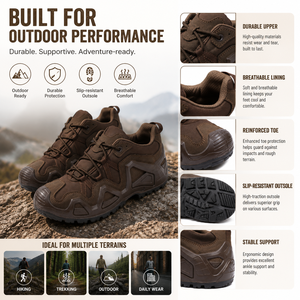 Customizable Men <b>Brown</b> Low Cut Tactical Training Shoes Waterproof Nubuck Anti Slip Tactical shoes For Security Outdoor Adventure - Product Image 2