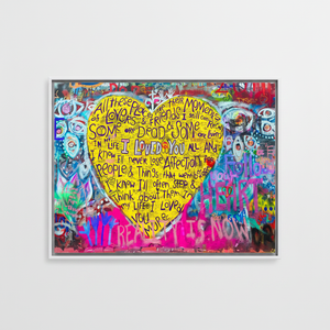 Bohemian Banksy Style Graffiti <b>Canvas</b> Print - Modern Wall Art,WHITE <b>FRAMED</b> <b>CANVAS</b> - Product Image 2