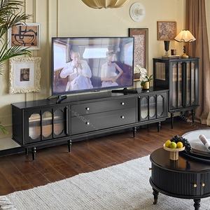 Meuble TV en bois massif de style mid-century, table basse combinée, salon, bar à domicile, villa, hôtel, rangement, armoire, durable, écologique - Product Image 3