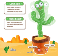 Cactus Dansant Parlant et Chantant, Jouet Musical avec 120 Chansons, Enregistrement Sonore 15s, pour Enfants de 5 à 7 Ans, Unisexe, Chant + Danse + Enregistrement + LED