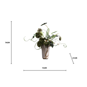 Luce moderna di lusso verde fiori artificiali fatti a mano grande decorazione della tavola di vetro per il soggiorno alberghi ristoranti ville - Product Image 6