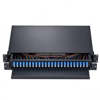 Panel Patch Fiber Optik LC UPC 1U 19 Inch 24 Core 48 Core, Single-mode Duplex, Rak Mount, Tipe Geser ODF