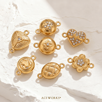 Fermoirs magnétiques décoratifs |   Fermoirs en acier inoxydable plaqué or 18 carats et argent, motif cœur floral étoilé, pour la fabrication de bracelets et colliers
