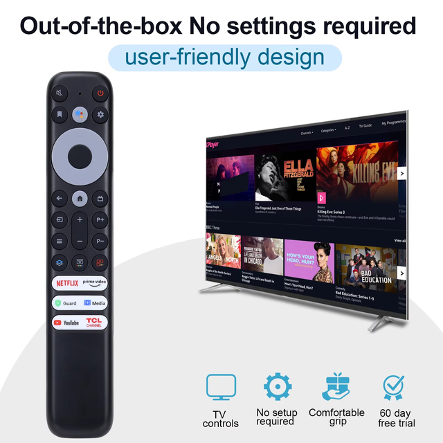 Factory Wholesale Smart Universal IR TV Remote Control RC902V Replacement for TCL Smart TVs 4 Anti-Shock 10m Range AAA Battery