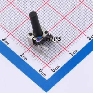 TS6615ZJ 022 Tactile Switch Bent Lead Through Hole-4P,7.3x6.1mm Single Pole Single Throw Round Button 2.5N Right Angle Insert - Product Image 1