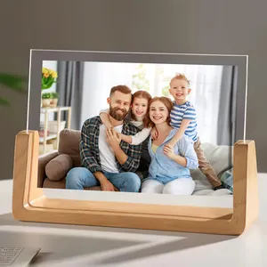 Wholesale U Shape Wooden Picture Frame Acrylic Wooden Photo Frame Solid Beech Walnut Wood Photo Frame