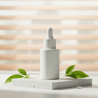Botol Kaca Putih Murni Berkualitas Tinggi dengan Tutup Penetes Putih dan Tabung Kaca Runcing untuk Minyak Esensial dan Serum Perawatan Kulit