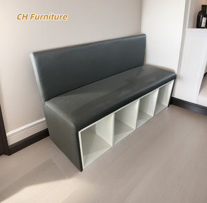 Banquette moderne en PU à dossier simple avec structure en bois manufacturé et rangement intégré - Product Image 1