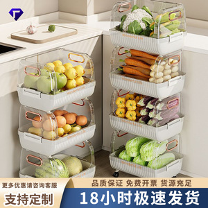 Kitchen Storage Rack 3 Tier Movable Multi Functional Floor <b>Standing</b> Organizer For Food <b>Vegetables</b> Fruits Toy Storage - Product Image 4