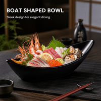 Bol en mélamine noir de 31,5 cm, forme bateau, caractéristiques chinoises, incassable, qualité alimentaire, pour restaurant et hôtel