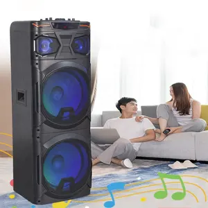 200W büyük güç Karaoke Stereo ses 2x12 inç LED ışık Woofer bluetooth hoparlör