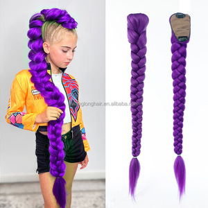 Tresses synthétiques lisses violettes <span class=keywords><strong>de</strong></span> 26 pouces <span class=keywords><strong>de</strong></span> long, <span class=keywords><strong>queue</strong></span> <span class=keywords><strong>de</strong></span> <span class=keywords><strong>cheval</strong></span>, <span class=keywords><strong>coiffure</strong></span> <span class=keywords><strong>de</strong></span> costume avec pinces pour enfants et filles, Halloween, Noël - Product Image 3