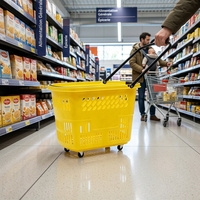 Hong He Panier à provisions roulant en plastique Chariot Panier à main