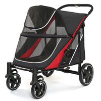 Chariot pliant robuste grande capacité pour animaux de compagnie, en tissu Oxford respirant avec maille, idéal pour le camping et les voyages en extérieur