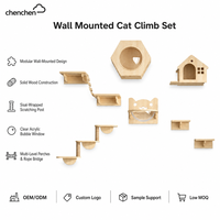 Ensemble d'escalade mural pour chat en bois, étagères murales pour chat, griffoir en sisal, pont en corde avec fenêtre en acrylique pour chats d'intérieur
