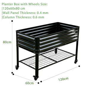 Cesta elevada de acero galvanizado con ruedas de 47''*24''*32'', estantería de almacenamiento de malla, carrito de jardín rodante, ecológico y profundo - Product Image 5