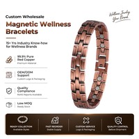 Bracelet magnétique en cuivre massif pour homme, bracelet à maillons texturés géométriques avec aimants en néodyme, bijoux