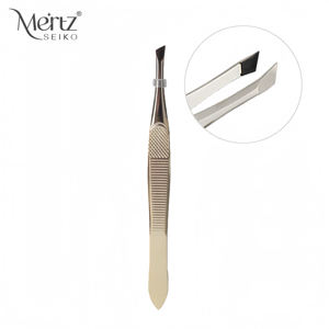 Pinset ujung miring emas mawar kualitas tinggi pegangan presisi pembentuk alis baja tahan karat alat kecantikan profesional - Product Image 1