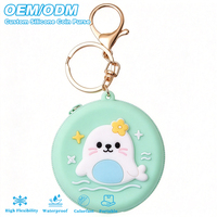 Porte-monnaie en silicone imprimé avec logo personnalisé en usine, porte-monnaie en silicone rond à fermeture éclair, mini porte-monnaie en silicone au toucher doux de qualité supérieure