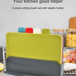 Multi-functional Cutting Board Set of 4 Pieces Meat Fruit Chopping Board <b>Plastic</b> Kitchen Cutting Board with Stand - Product Image 6