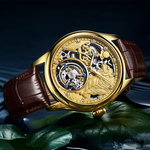 Aesop 7013, reloj mecánico con esfera de esqueleto de lujo para hombre, Tourbillon volador elegante, ocho caballos, cuero impermeable de alta calidad - Product Image 4
