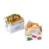Impression personnalisée jetable multi-taille Hot Dogs Burgers Emballage de fast-food Boîte en papier biodégradable à dessus ouvert de dessin animé